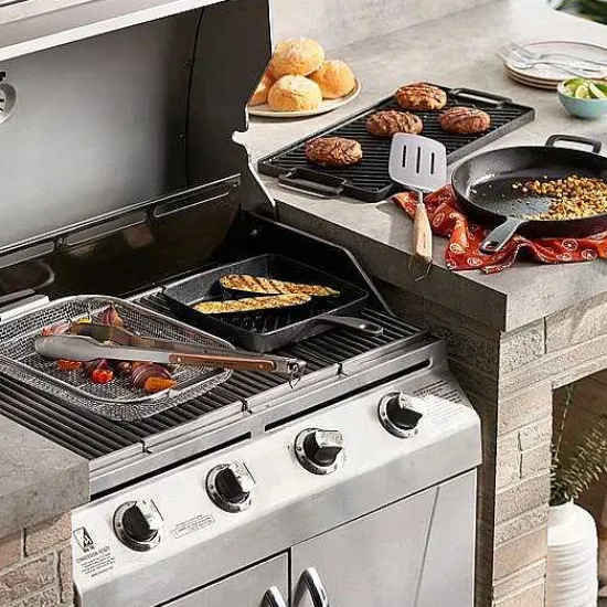 Online Food Network 9.8-In. Pre-Seasoned Cast-Iron Grill Pan Cookware & Bakeware