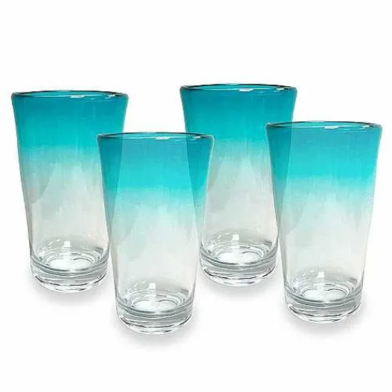 Food Network 4-Pc. Turquoise Ombre Acrylic Highball Glass Set Drinkware & Glassware