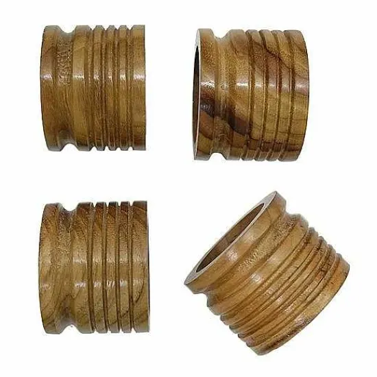 Online Food Network 4-Pc. Wood Napkin Ring Set Table Linens