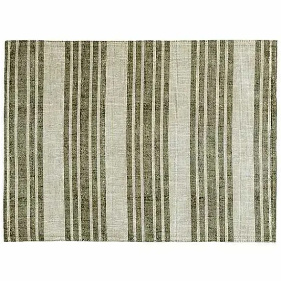 Outlet Food Network Reversible Khaki Leaves Stripe Placemat Table Linens